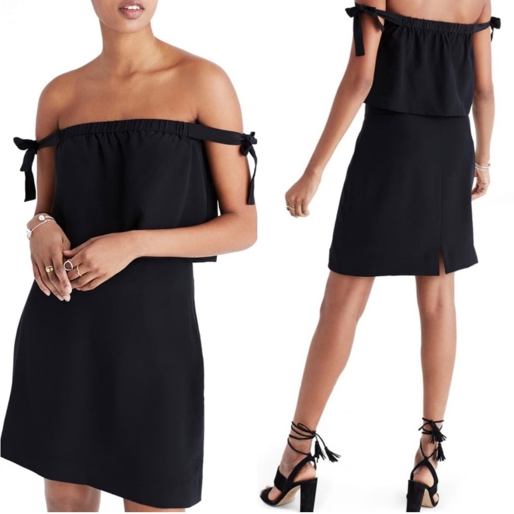 Madewell black silk mini dress
